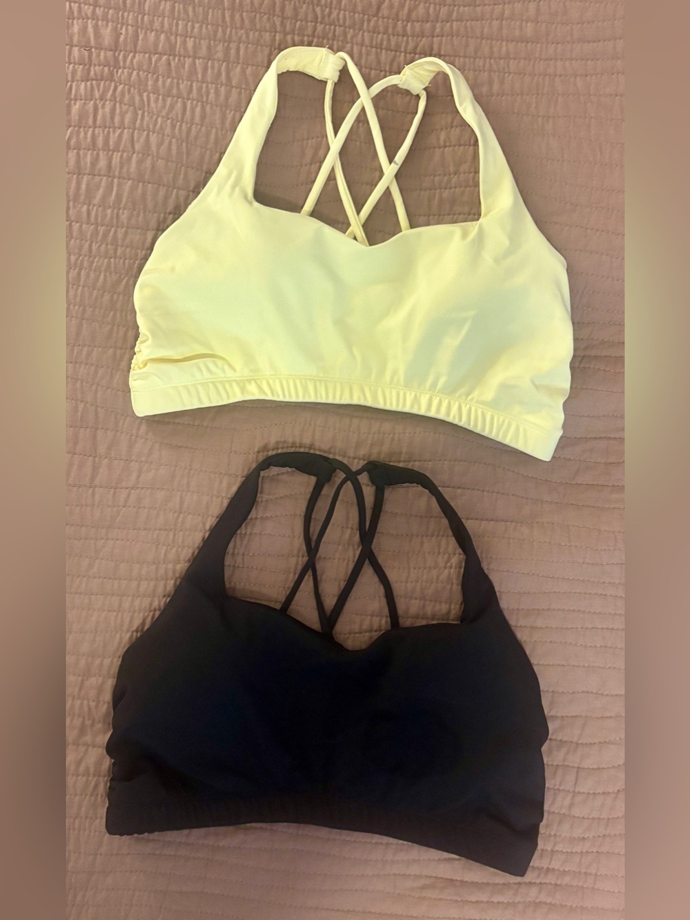 Avia Yellow and Black Strappy Sports Bras w/ Removable Pads NWOT Size Large